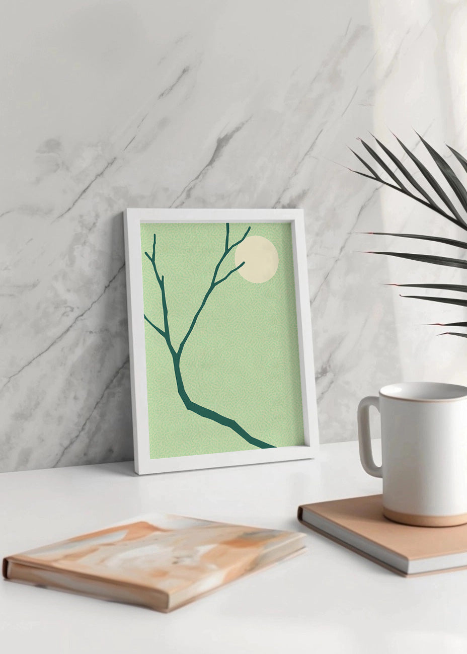 Cuadro Rama y luna verde