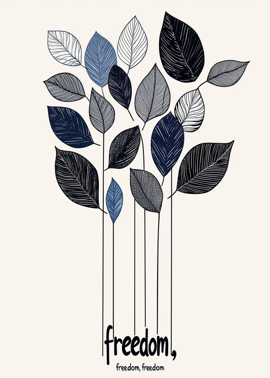 Cuadro Ramillete de hojas azules