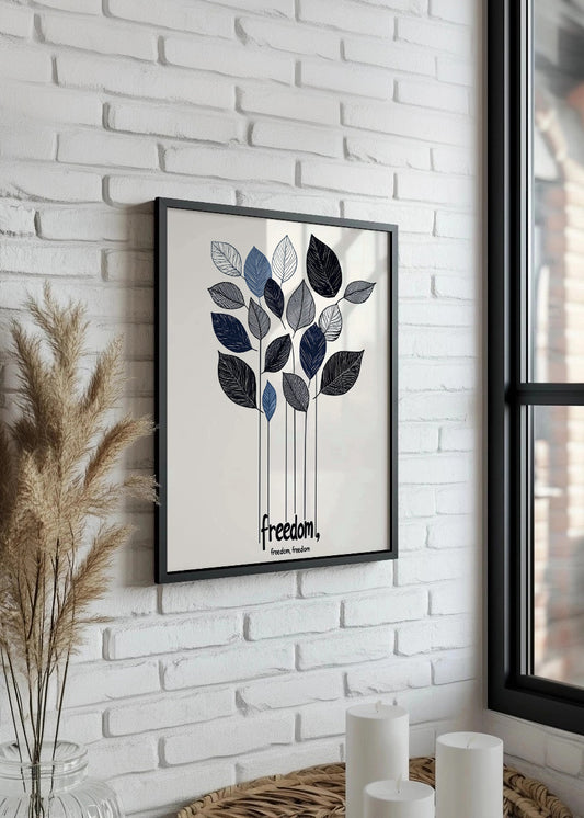 Cuadro Ramillete de hojas azules