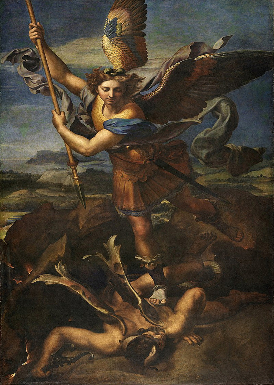 Cuadro San Miguel derrota a Satanás (Rafael)