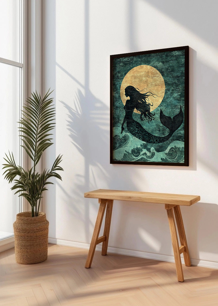Cuadro Sirena frente a la luna