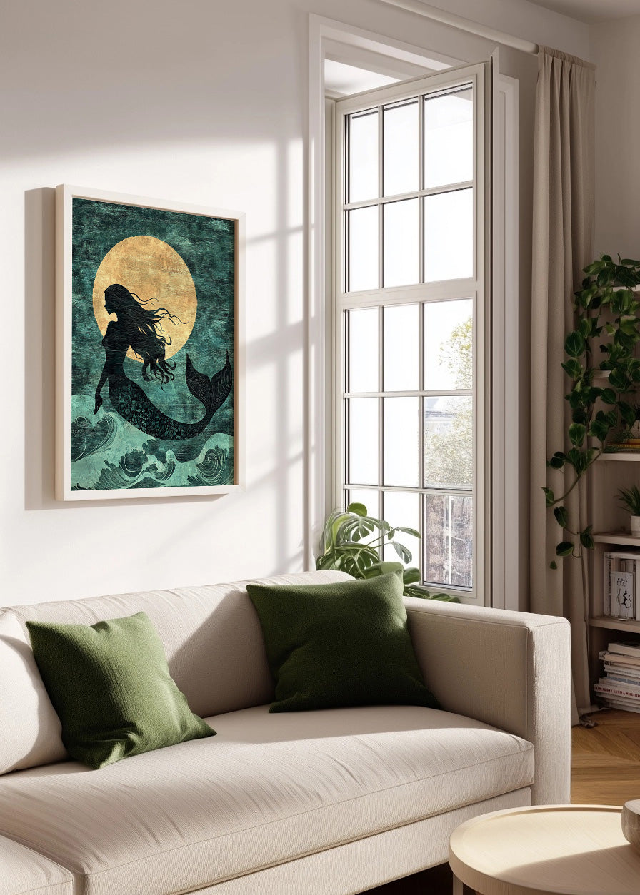 Cuadro Sirena frente a la luna