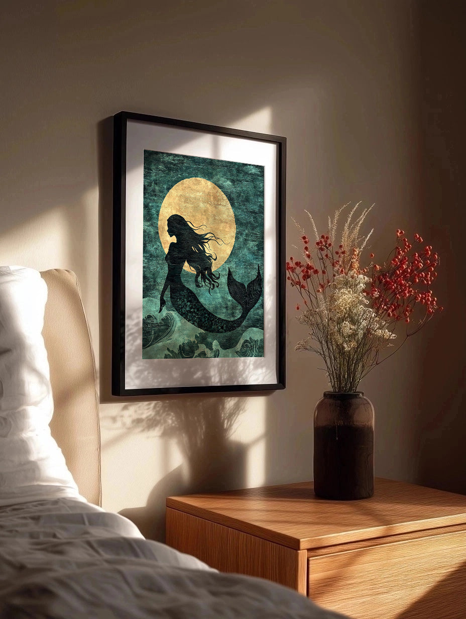 Cuadro Sirena frente a la luna