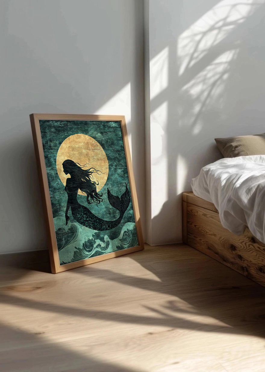 Cuadro Sirena frente a la luna