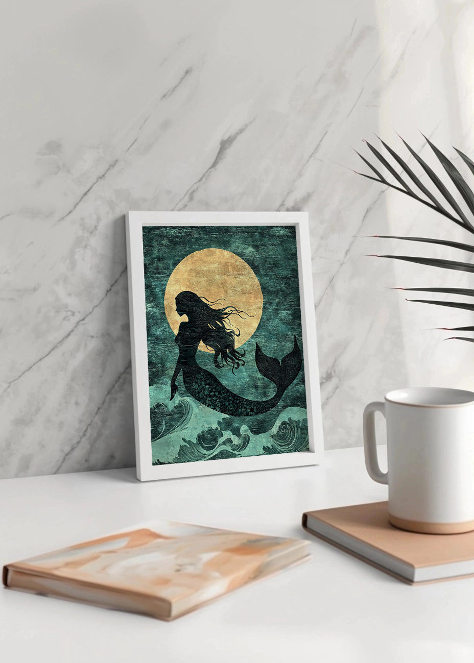 Cuadro Sirena frente a la luna