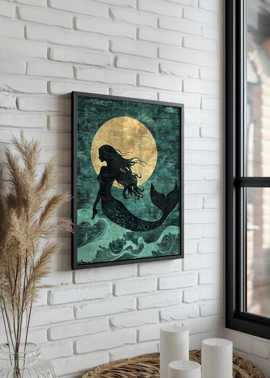 Cuadro Sirena frente a la luna