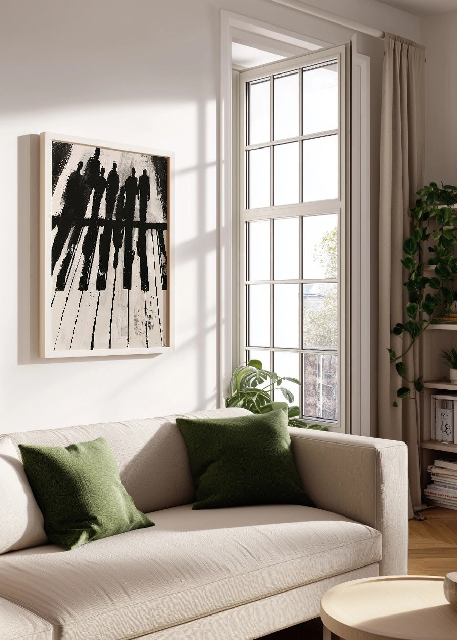 Cuadro Sombras humanas con teclas de piano