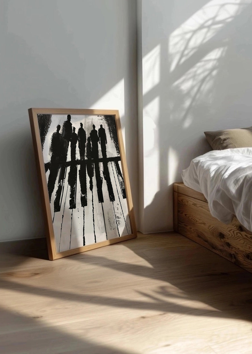Cuadro Sombras humanas con teclas de piano