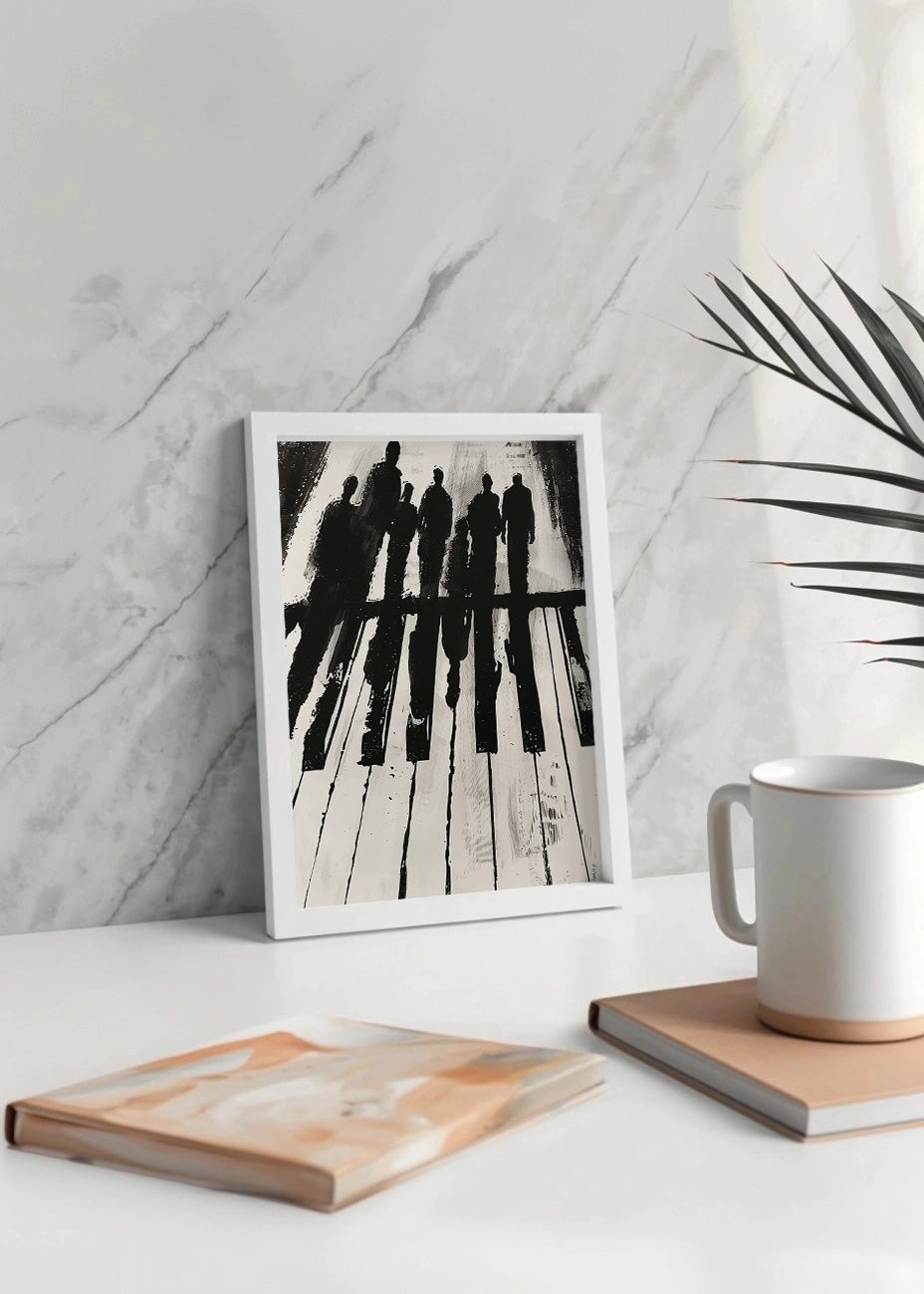 Cuadro Sombras humanas con teclas de piano