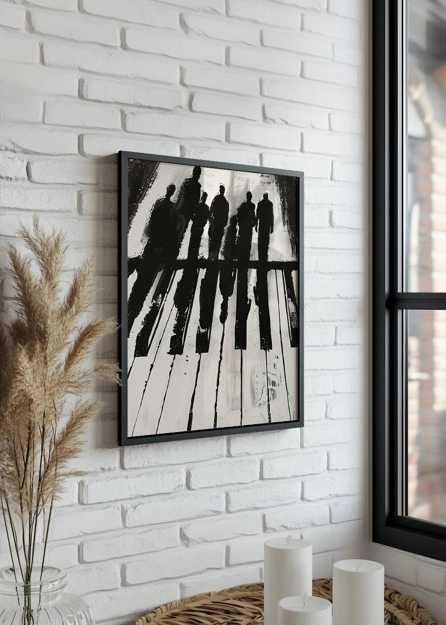 Cuadro Sombras humanas con teclas de piano