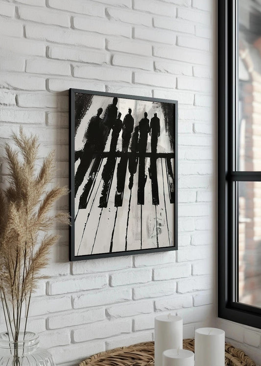 Cuadro Sombras humanas con teclas de piano