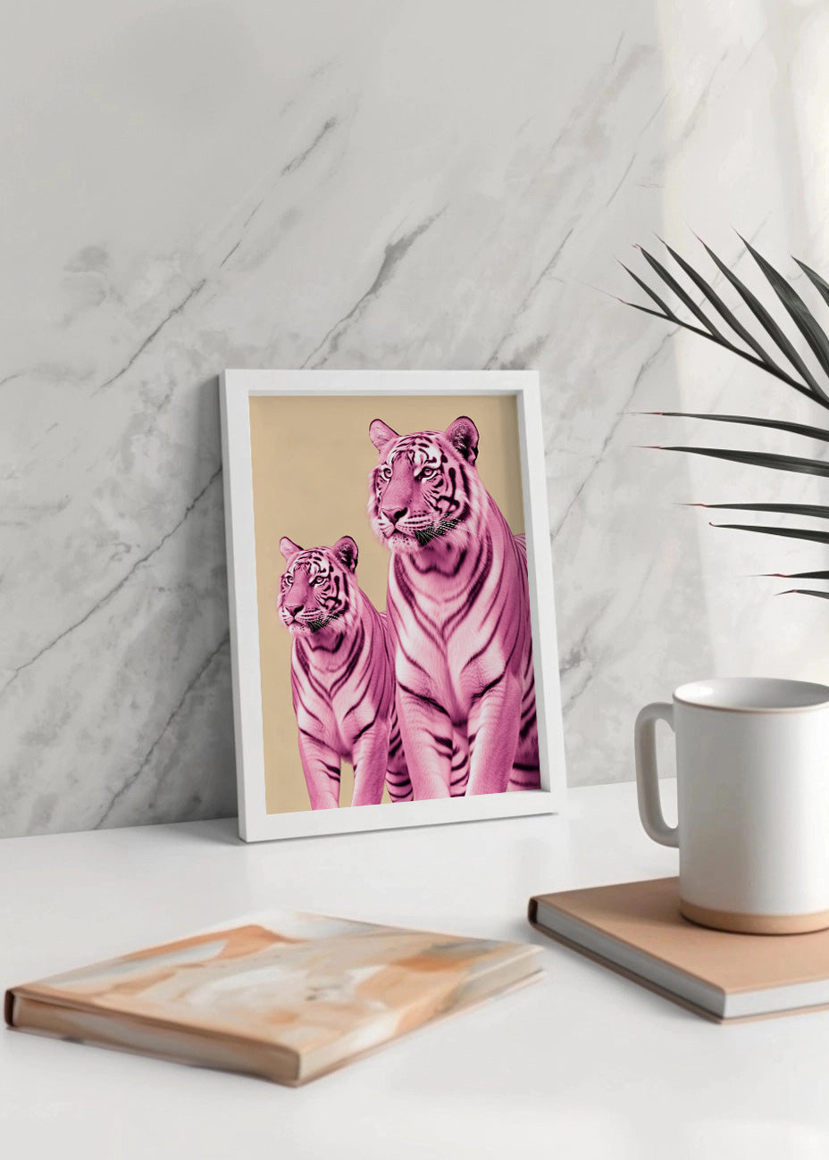 Cuadro Tigres rosas