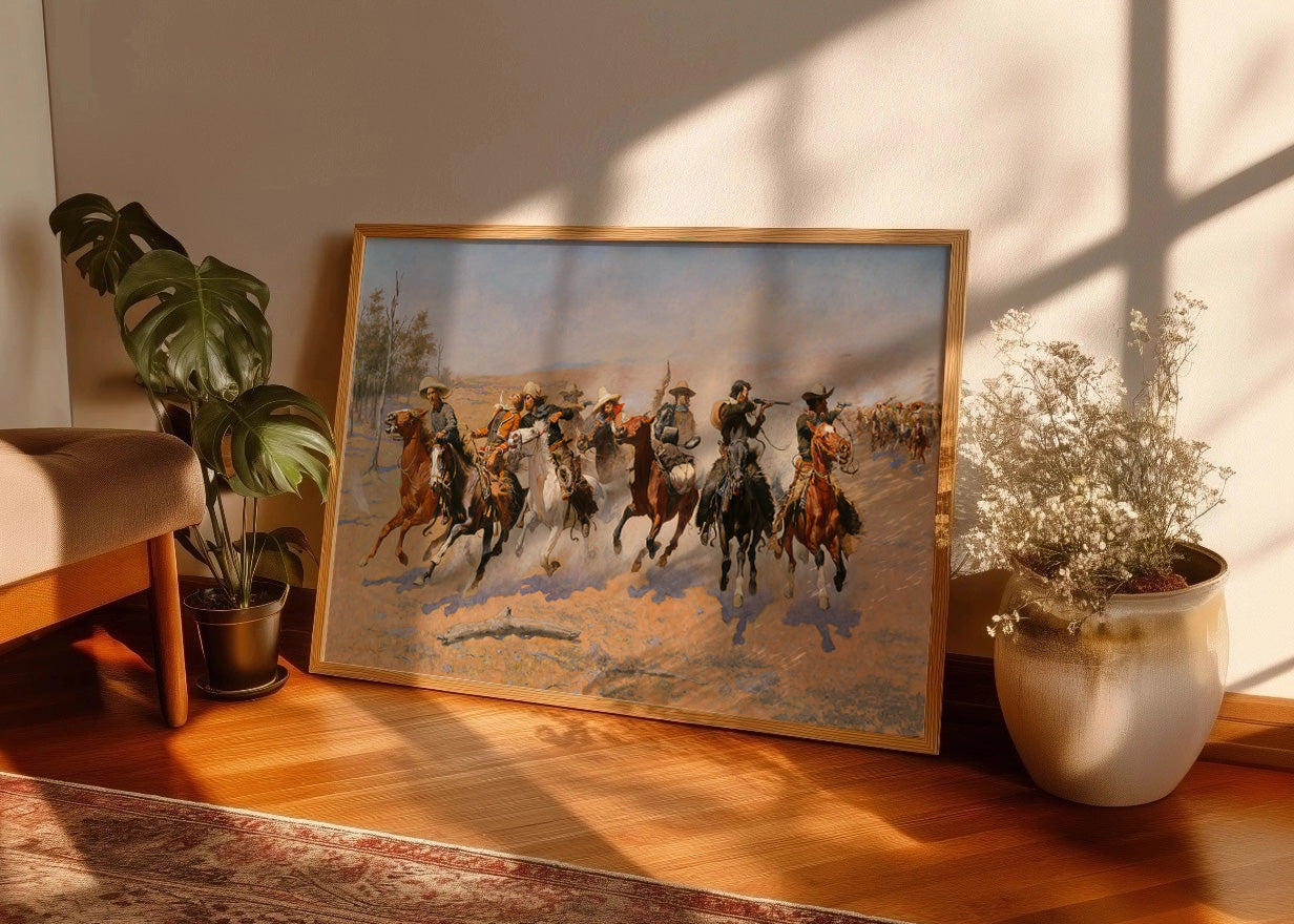 Cuadro Una carrera por la madera (Frederic Remington)
