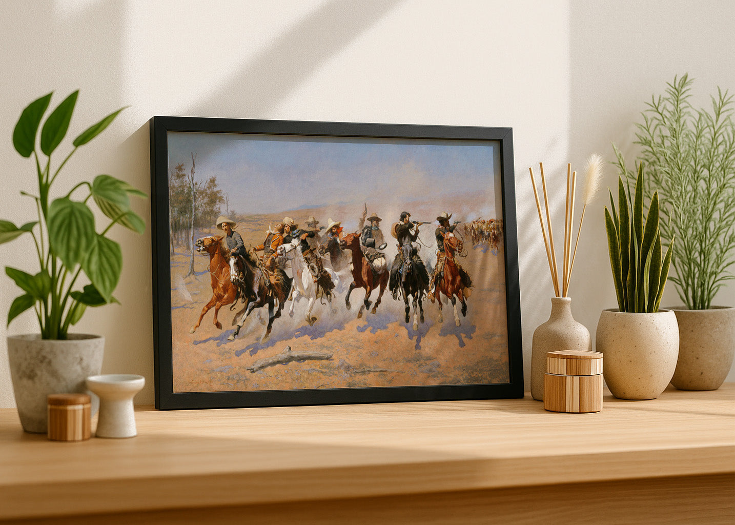 Cuadro Una carrera por la madera (Frederic Remington)