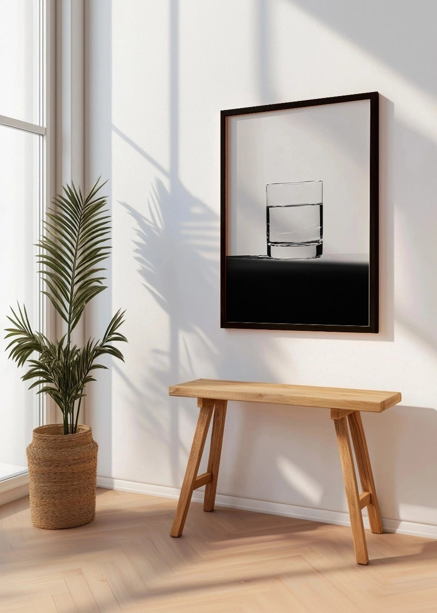 Cuadro Vaso de agua en blanco y negro