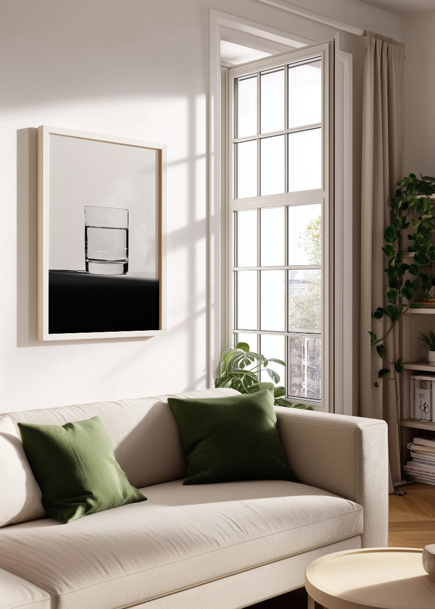 Cuadro Vaso de agua en blanco y negro