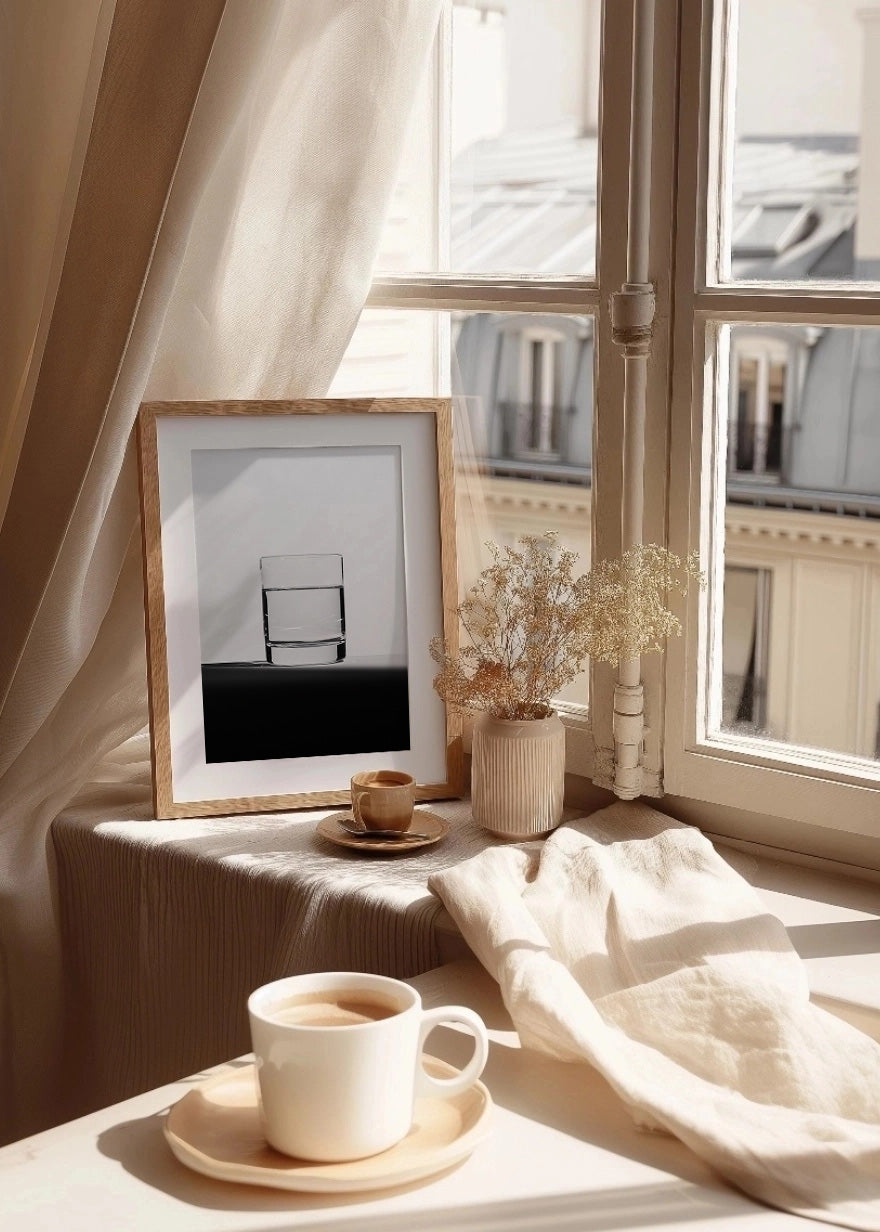 Cuadro Vaso de agua en blanco y negro