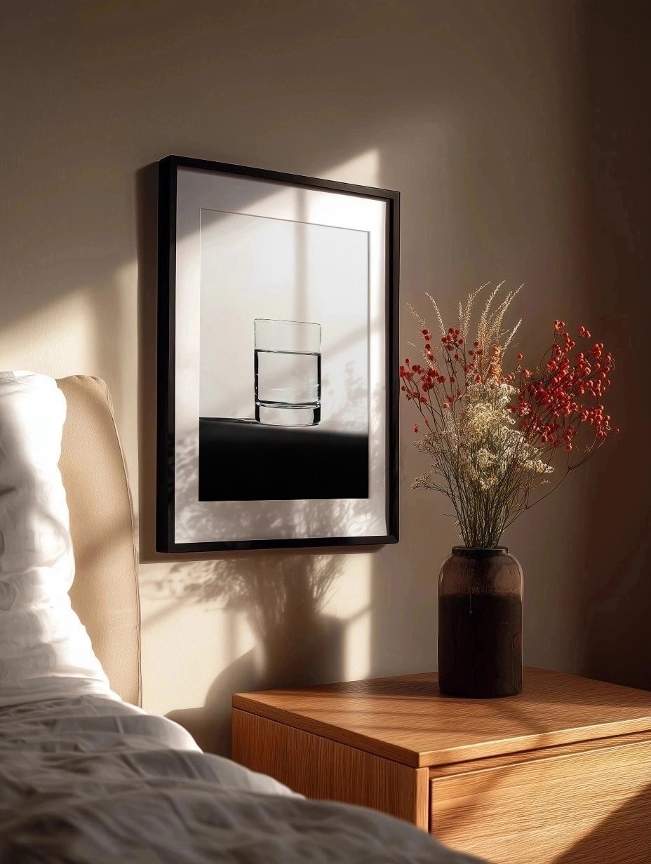 Cuadro Vaso de agua en blanco y negro