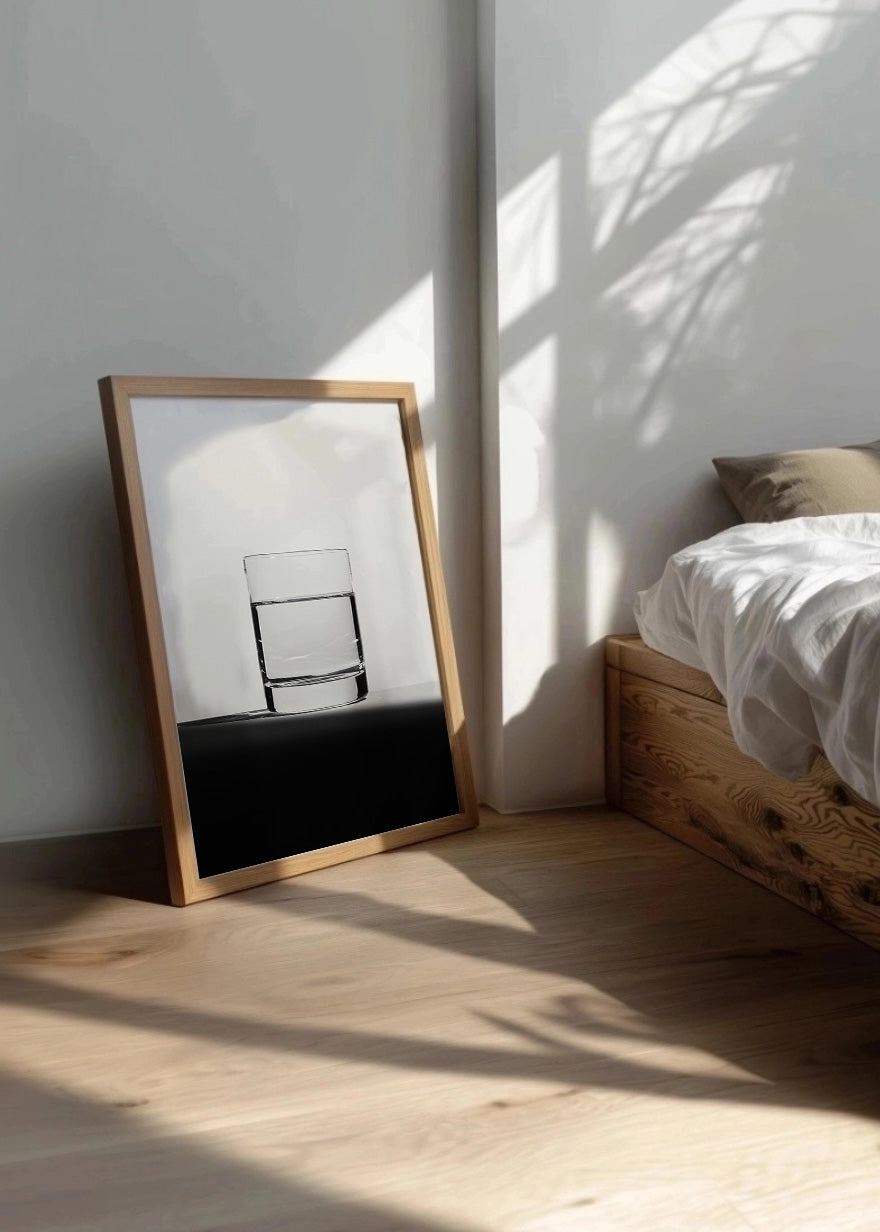 Cuadro Vaso de agua en blanco y negro