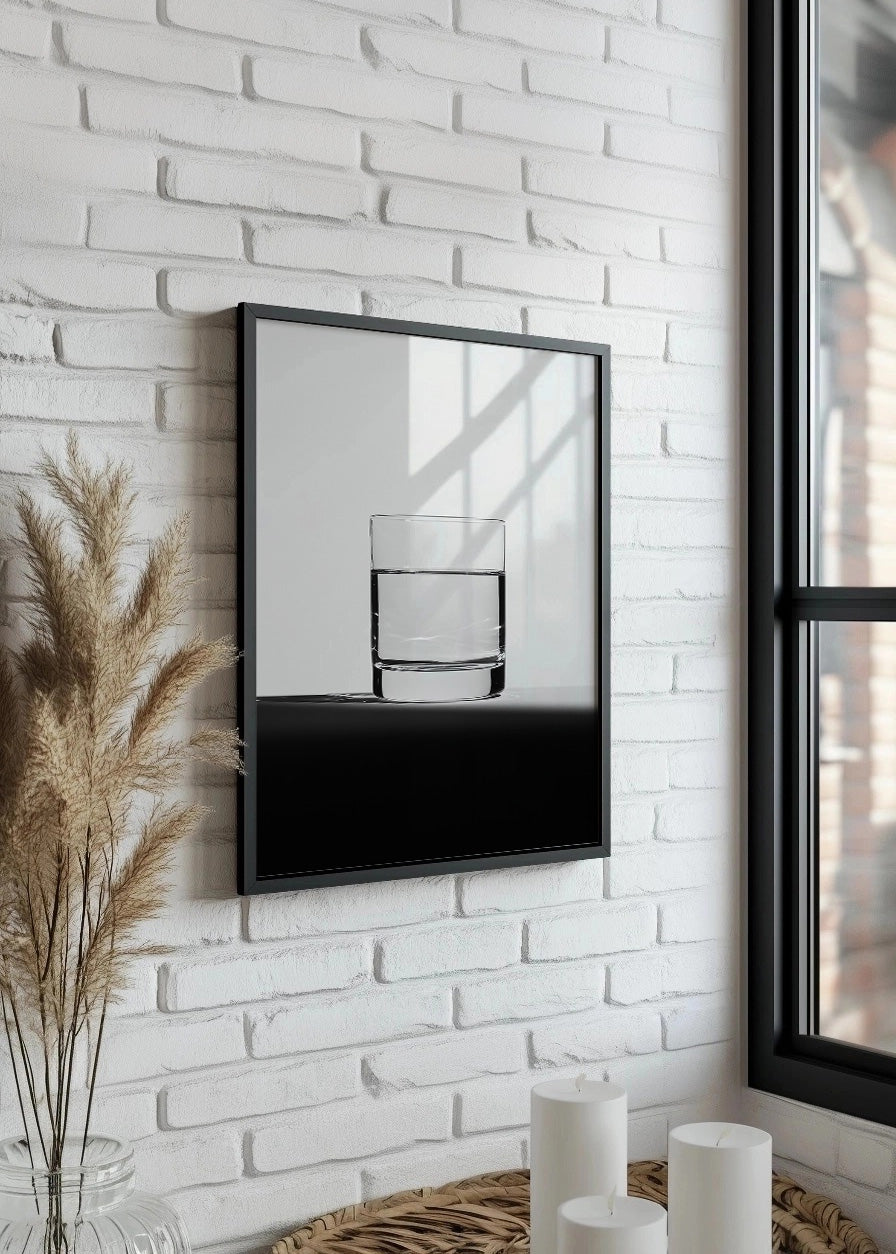 Cuadro Vaso de agua en blanco y negro