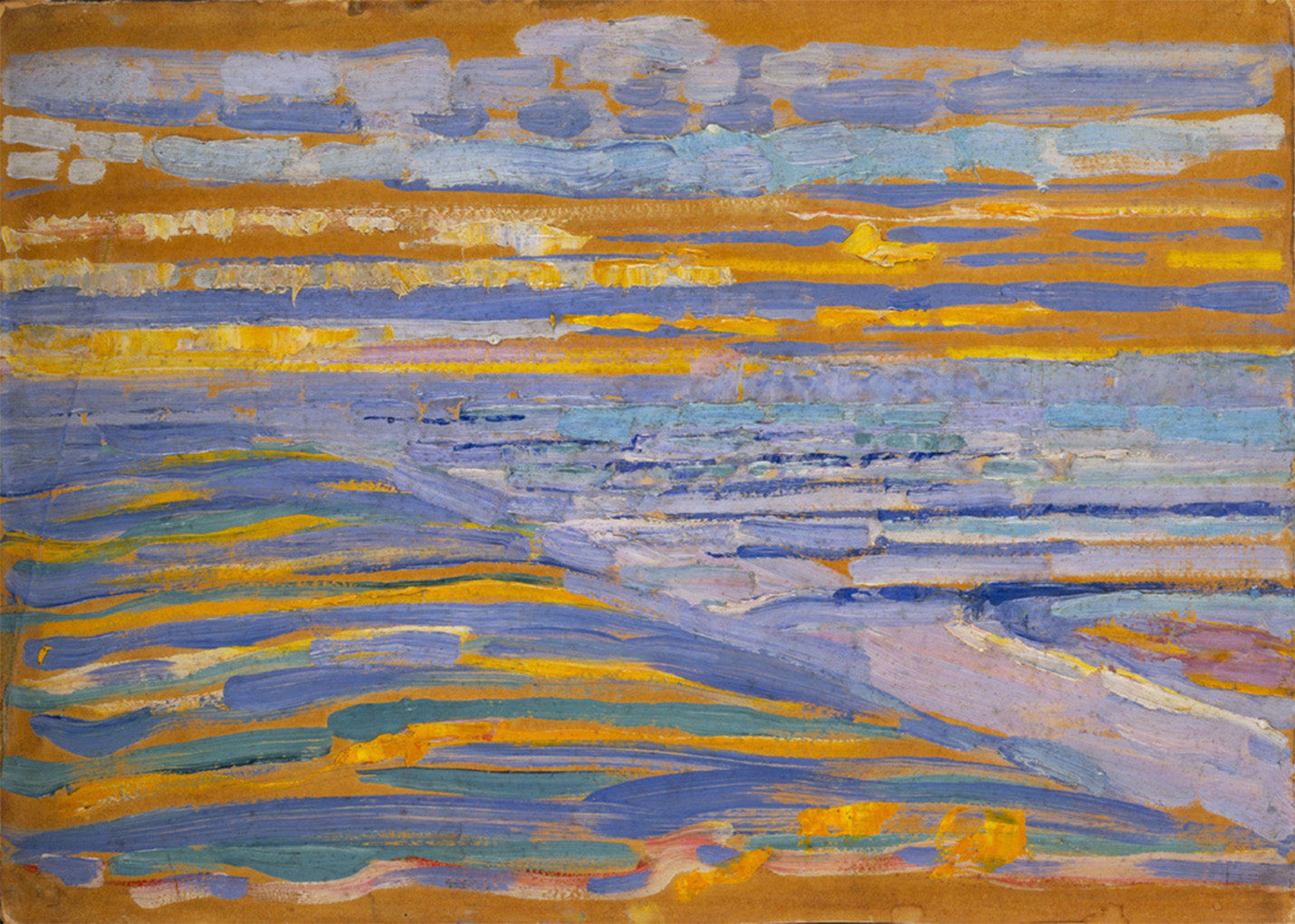 Cuadro Vista desde las dunas con playa y muelles, Domburg (Mondrian)