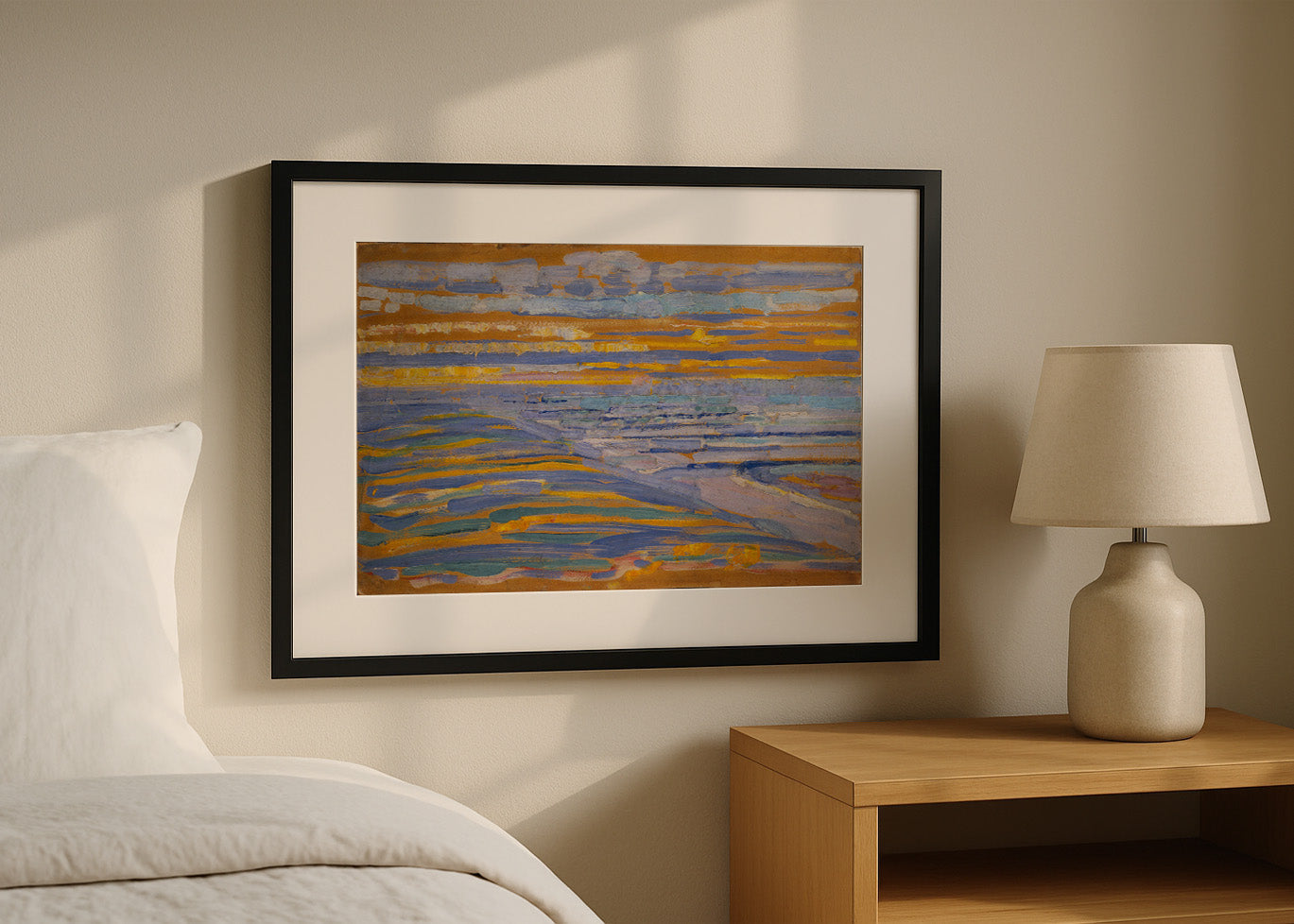 Cuadro Vista desde las dunas con playa y muelles, Domburg (Mondrian)