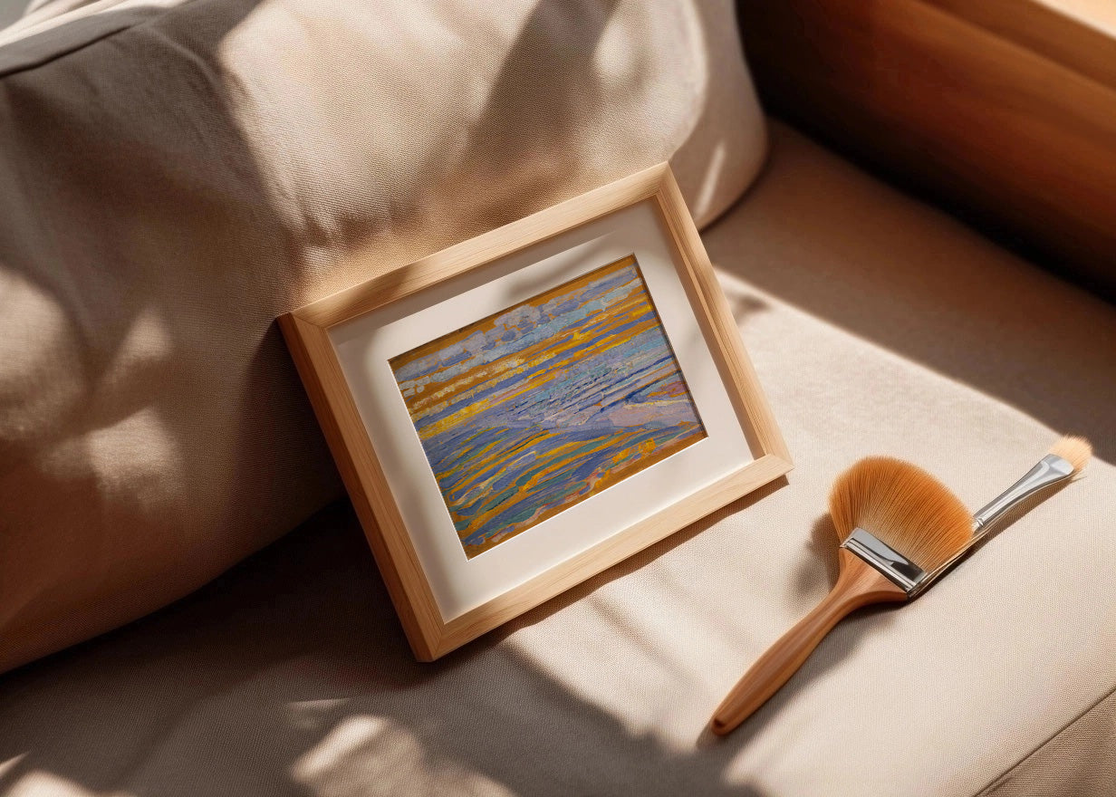 Cuadro Vista desde las dunas con playa y muelles, Domburg (Mondrian)