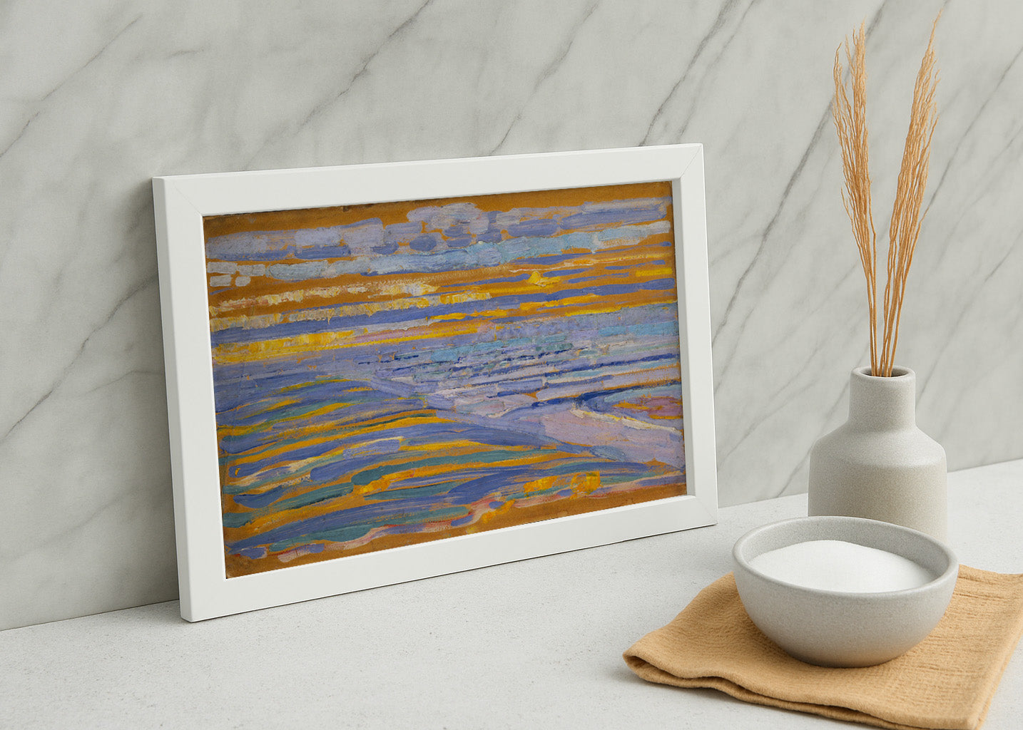Cuadro Vista desde las dunas con playa y muelles, Domburg (Mondrian)