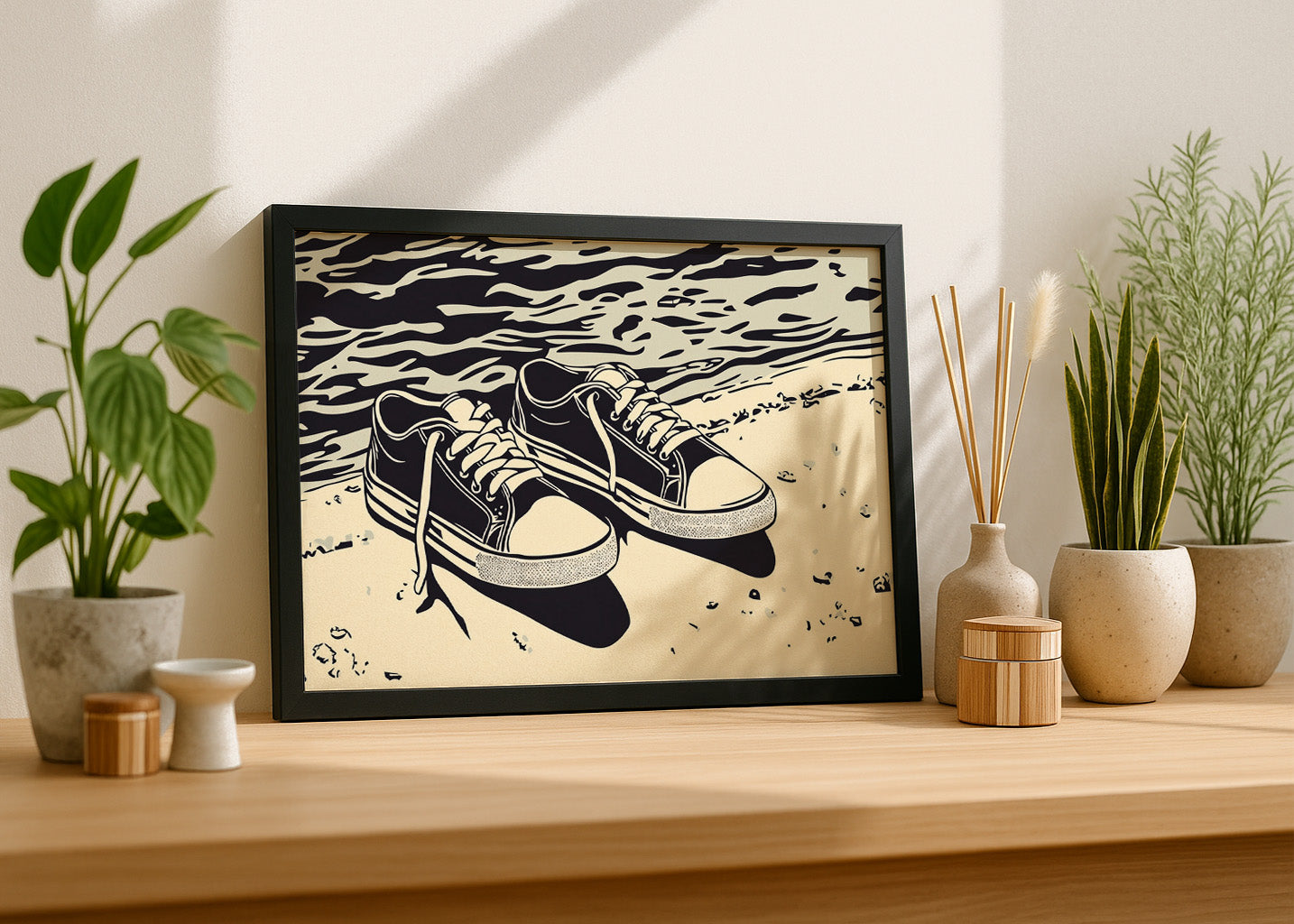 Cuadro Zapatillas en la orilla