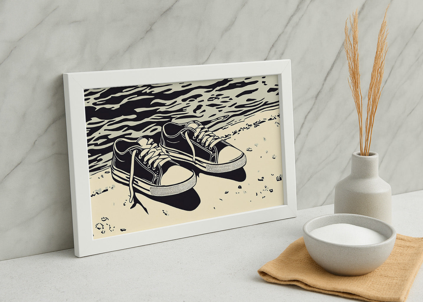 Cuadro Zapatillas en la orilla
