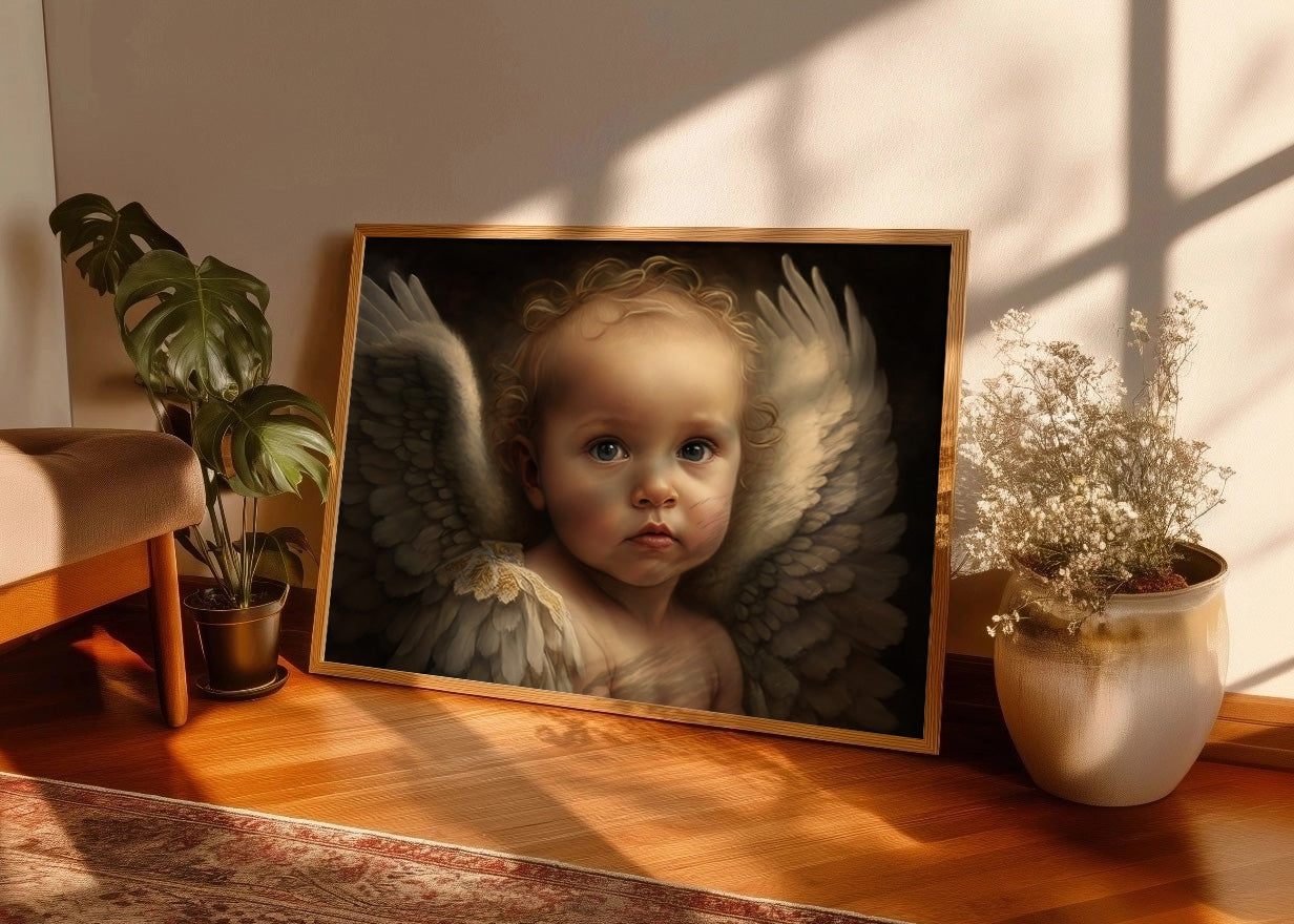 Cuadro Bebe ángel alado