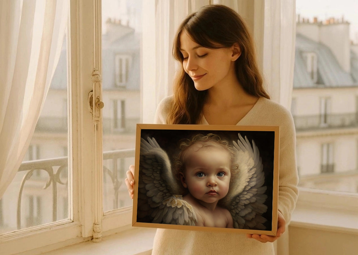 Cuadro Bebe ángel alado