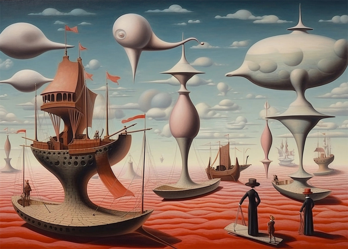 Cuadro Barcos voladores surrealismo