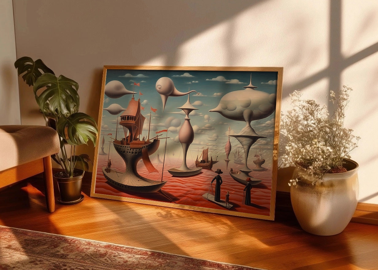 Cuadro Barcos voladores surrealismo