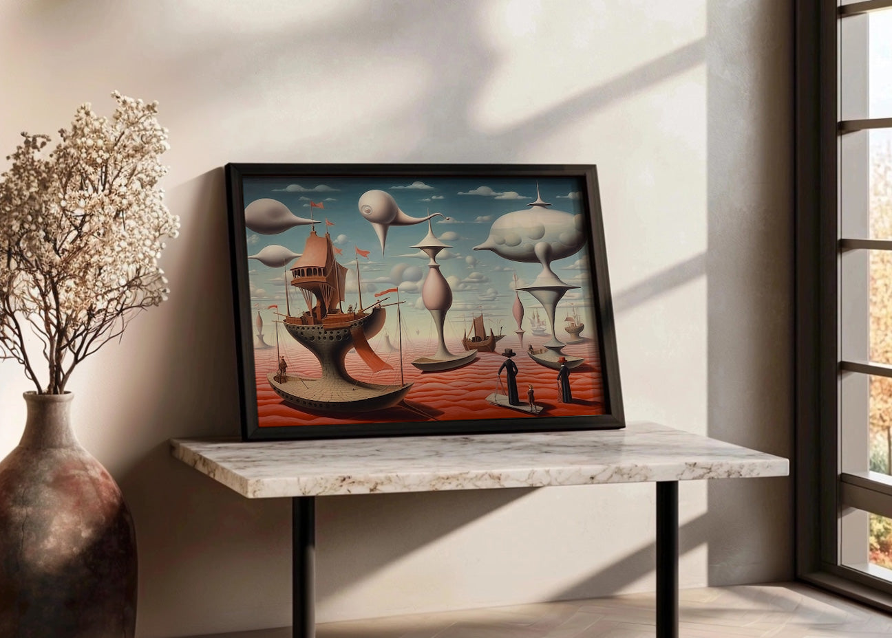 Cuadro Barcos voladores surrealismo