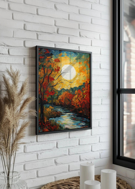 Cuadro Puesta de sol sobre el bosque