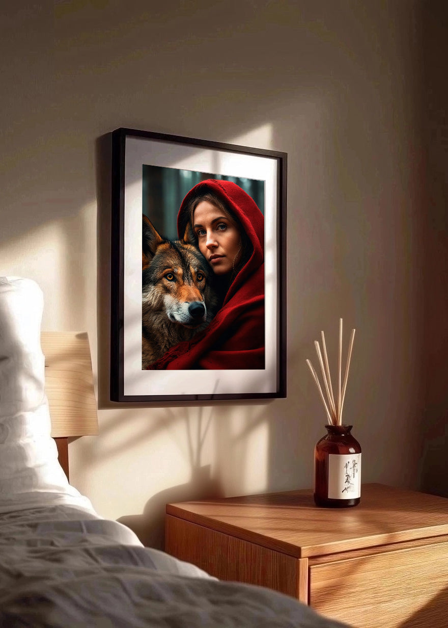 Cuadro Caperucita roja con el lobo realista