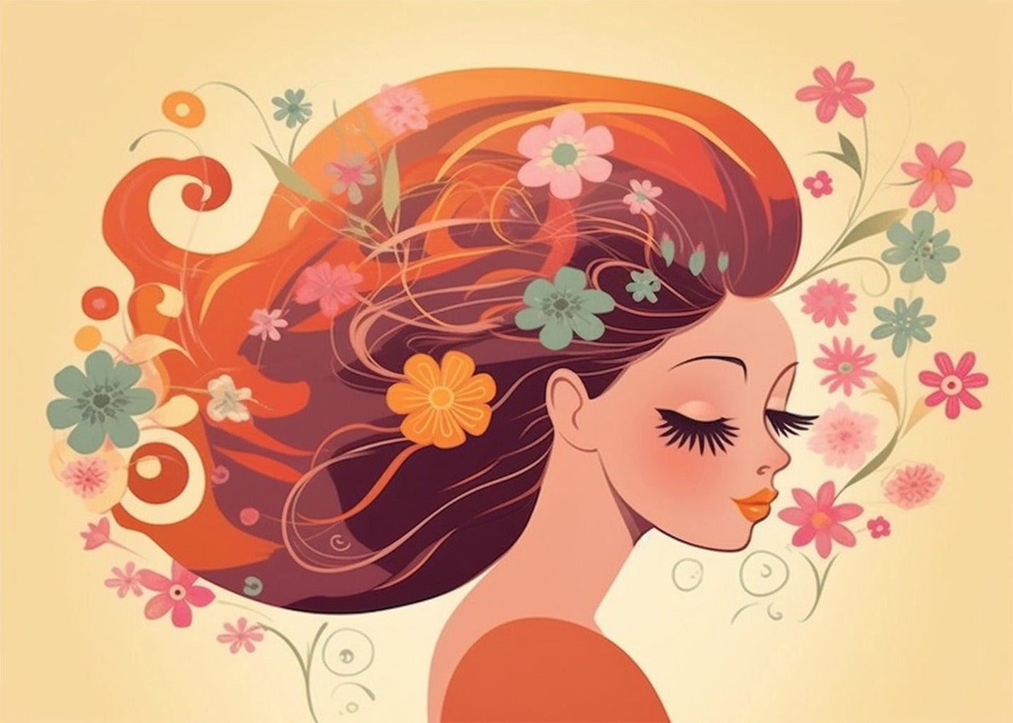 Cuadro Chica dulce entre florecillas