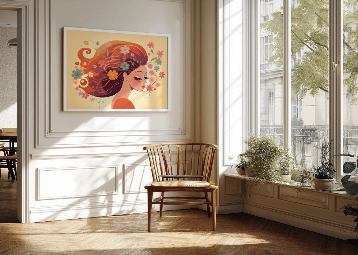 Cuadro Chica dulce entre florecillas