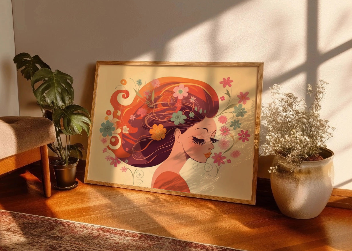 Cuadro Chica dulce entre florecillas