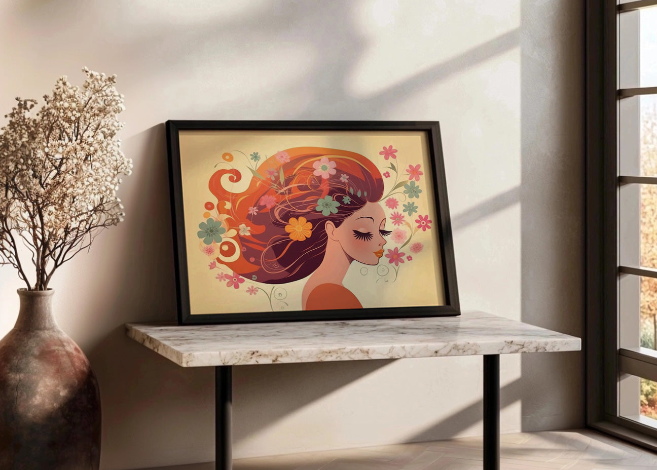 Cuadro Chica dulce entre florecillas