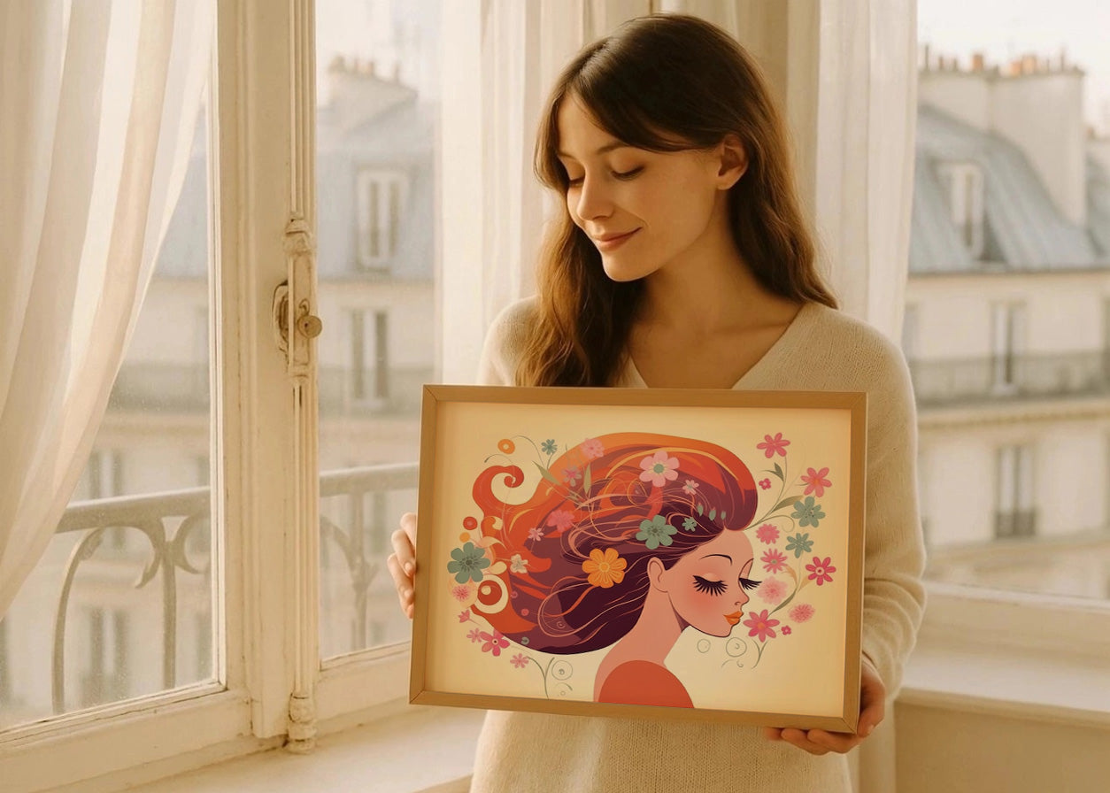 Cuadro Chica dulce entre florecillas