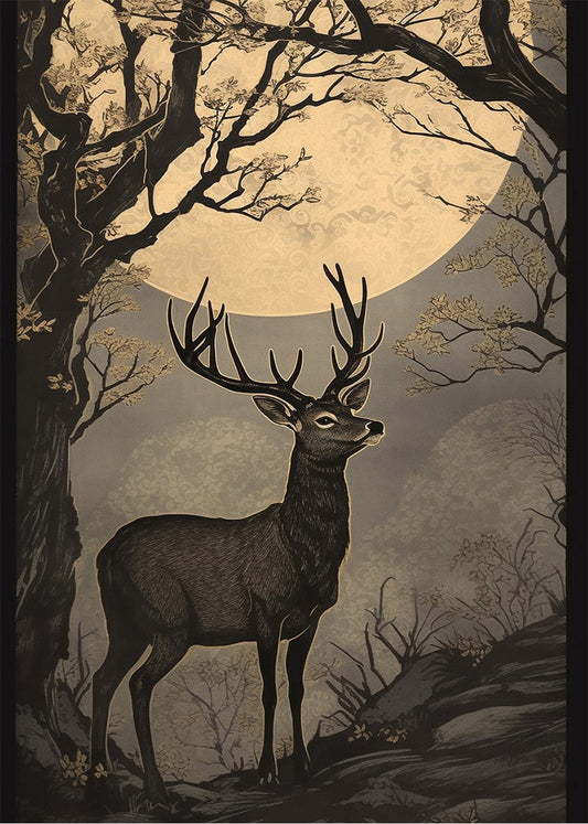 Cuadro Ciervo en gris