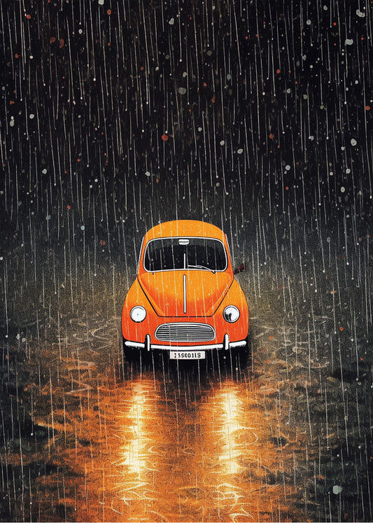 Cuadro Coche bajo la lluvia