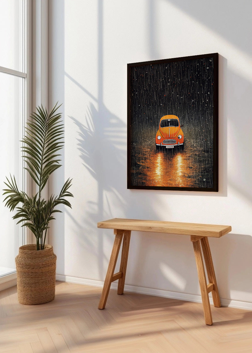 Cuadro Coche bajo la lluvia
