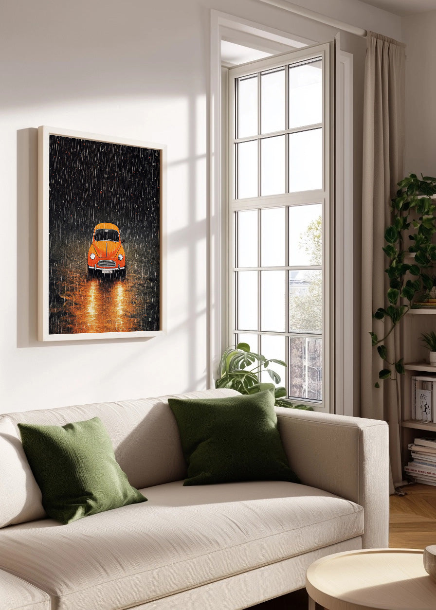 Cuadro Coche bajo la lluvia