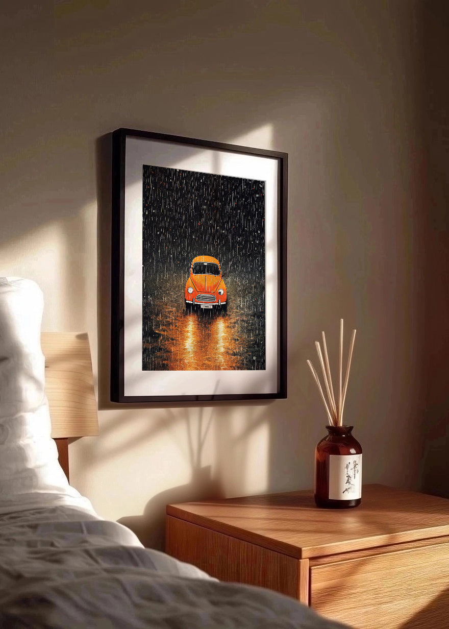 Cuadro Coche bajo la lluvia