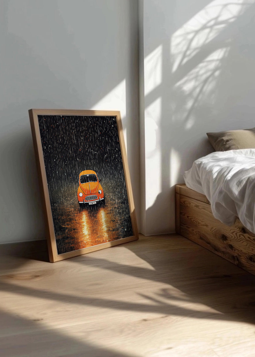 Cuadro Coche bajo la lluvia