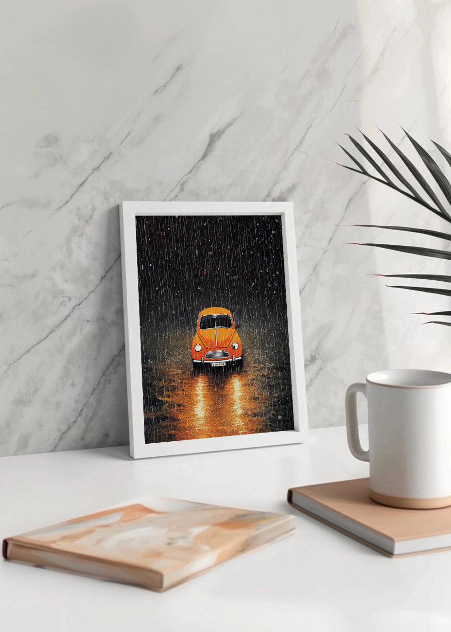 Cuadro Coche bajo la lluvia