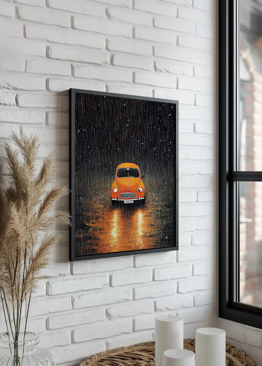 Cuadro Coche bajo la lluvia